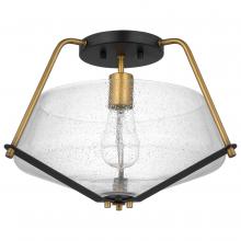  60/7683 - Starlight; 1 Light Semi Flush Mount; Medium Base; 60 Watt; Matte Black Finish; Clear Seeded Glass