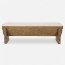  23806 - Wedged Ivory Fabric Bench