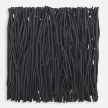  04353 - Gathered Teak Square Black Wood Wall Decor