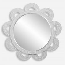  08177 - Clematis White Rattan Round Mirror