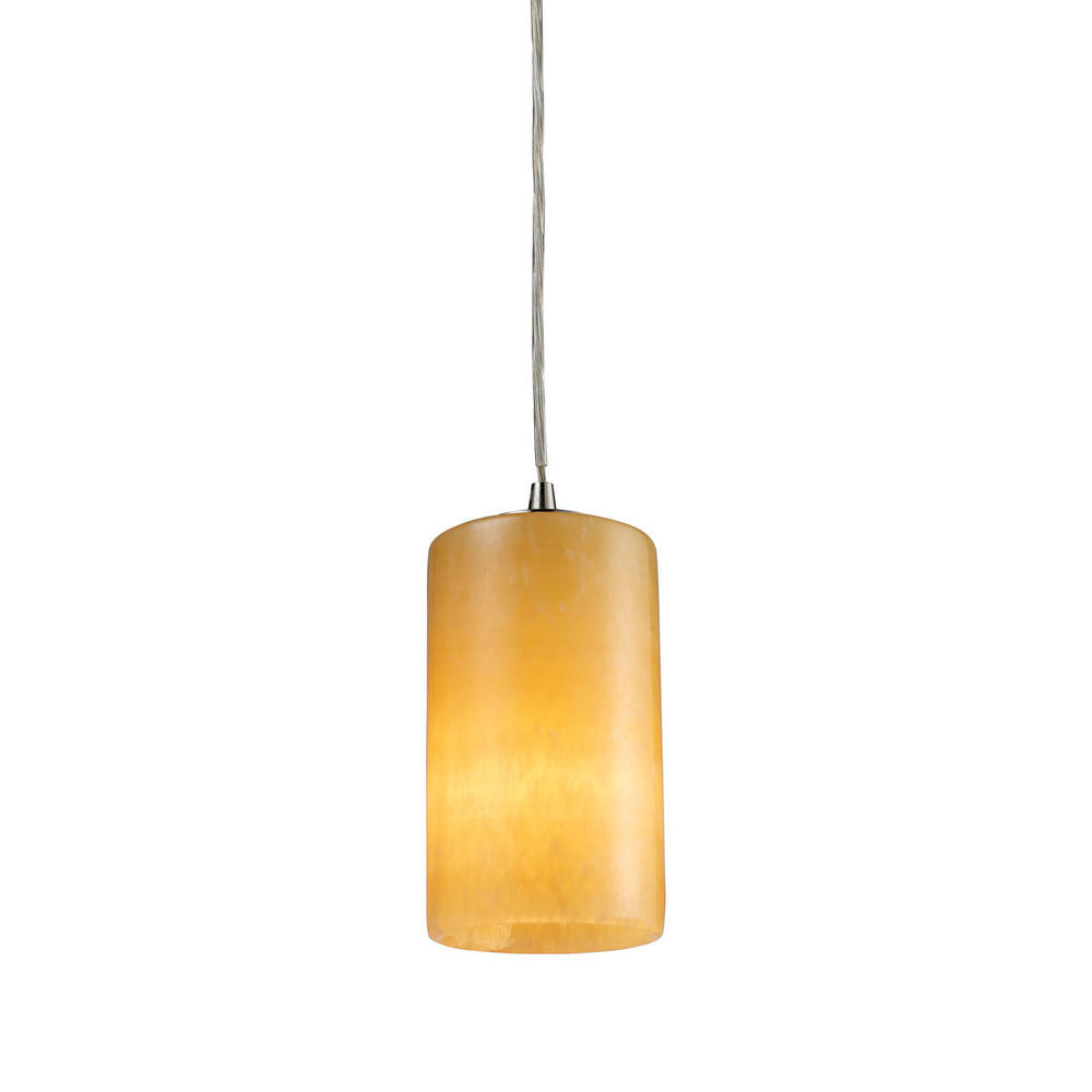 Coletta 1-Light Mini Pendant in Satin Nickel with Genuine Stone Shade - Includes LED Bulb