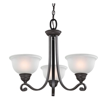  2303CH/10 - Thomas - Hamilton 3-Light Chandelier in Oil Rubbed Bronze with White Glass