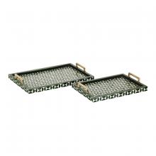  H0807-9764/S2 - Futrelle Tray - Set of 2 Dark Green (2 pack)